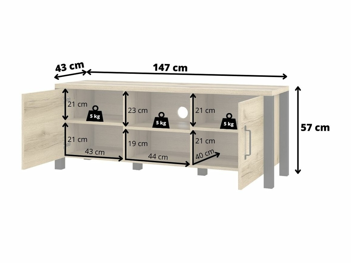 Mobile porta TV Tornua 104 (Abete scuro + Nero opaco)