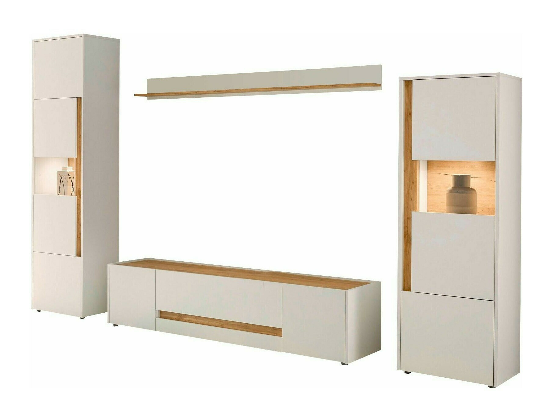 Parete attrezzata Elbsori 130 (Bianco + Quercia di Wotan)