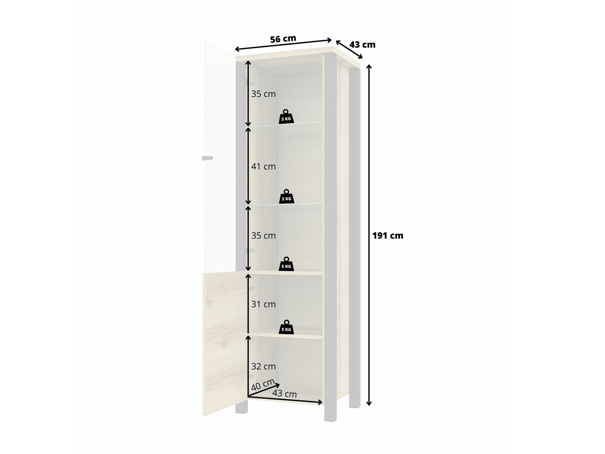 Scaffale Tornua 101 (Abete scuro + Nero opaco)