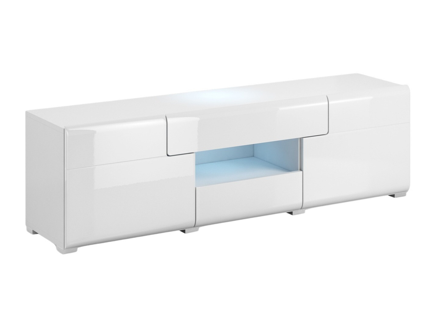 Mobile porta TV Torsone 101 (Bianco + Bianco lucido)