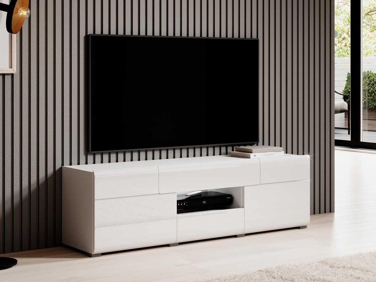 Mobile porta TV Torsone 101 (Bianco + Bianco lucido)