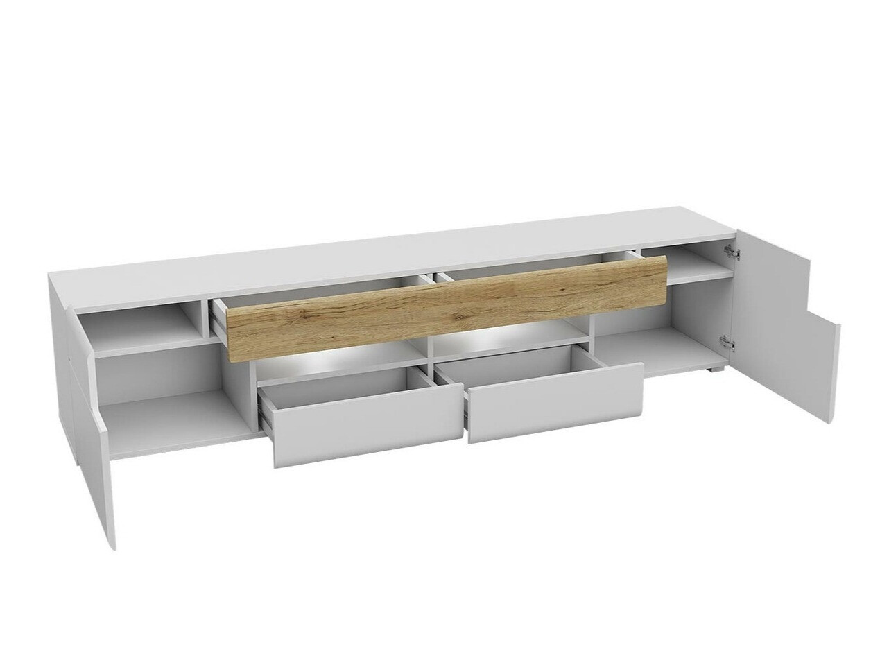 Mobile porta TV Torsone 113 (Antracite + Gloss antracite + Nipote di quercia)