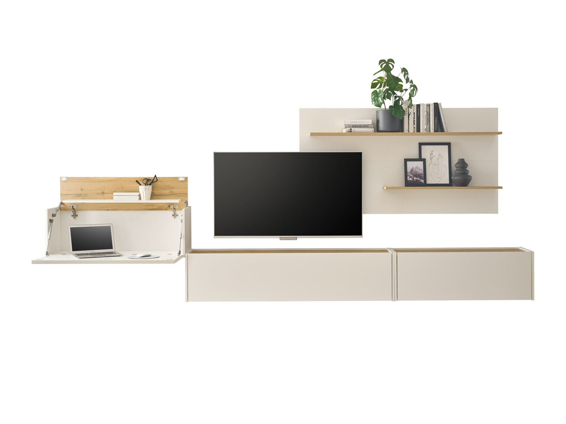 Parete attrezzata Elbsori 137 (Bianco + Quercia di Wotan)