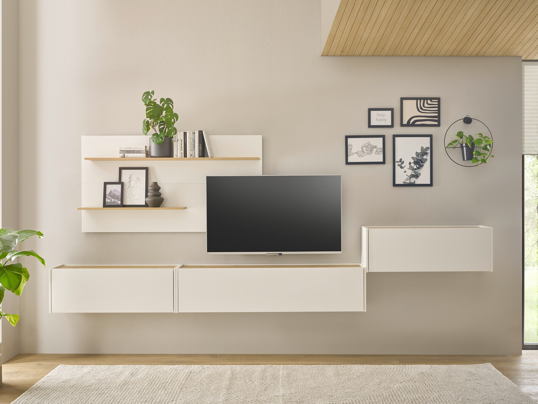 Parete attrezzata Elbsori 137 (Bianco + Quercia di Wotan)