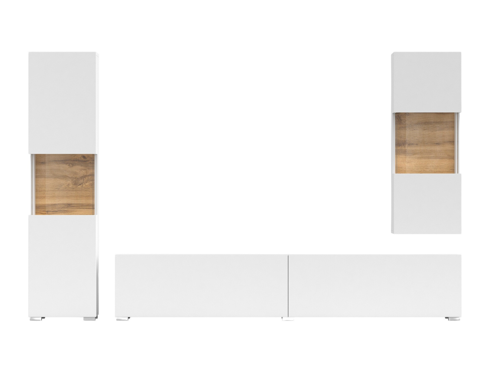 Parete attrezzata Revmiru 106 (Bianco + Quercia di Wotan)