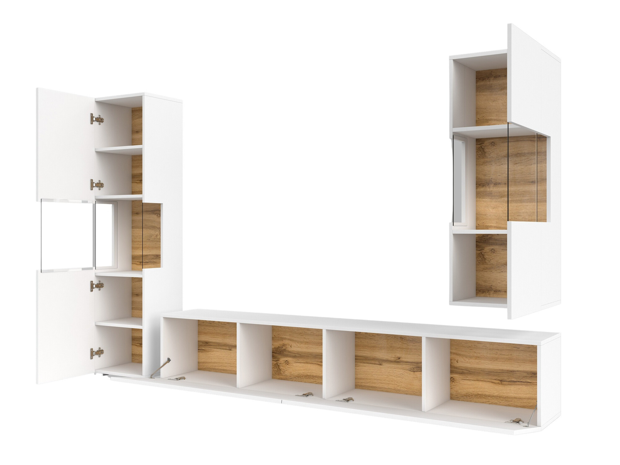 Parete attrezzata Revmiru 106 (Bianco + Quercia di Wotan)