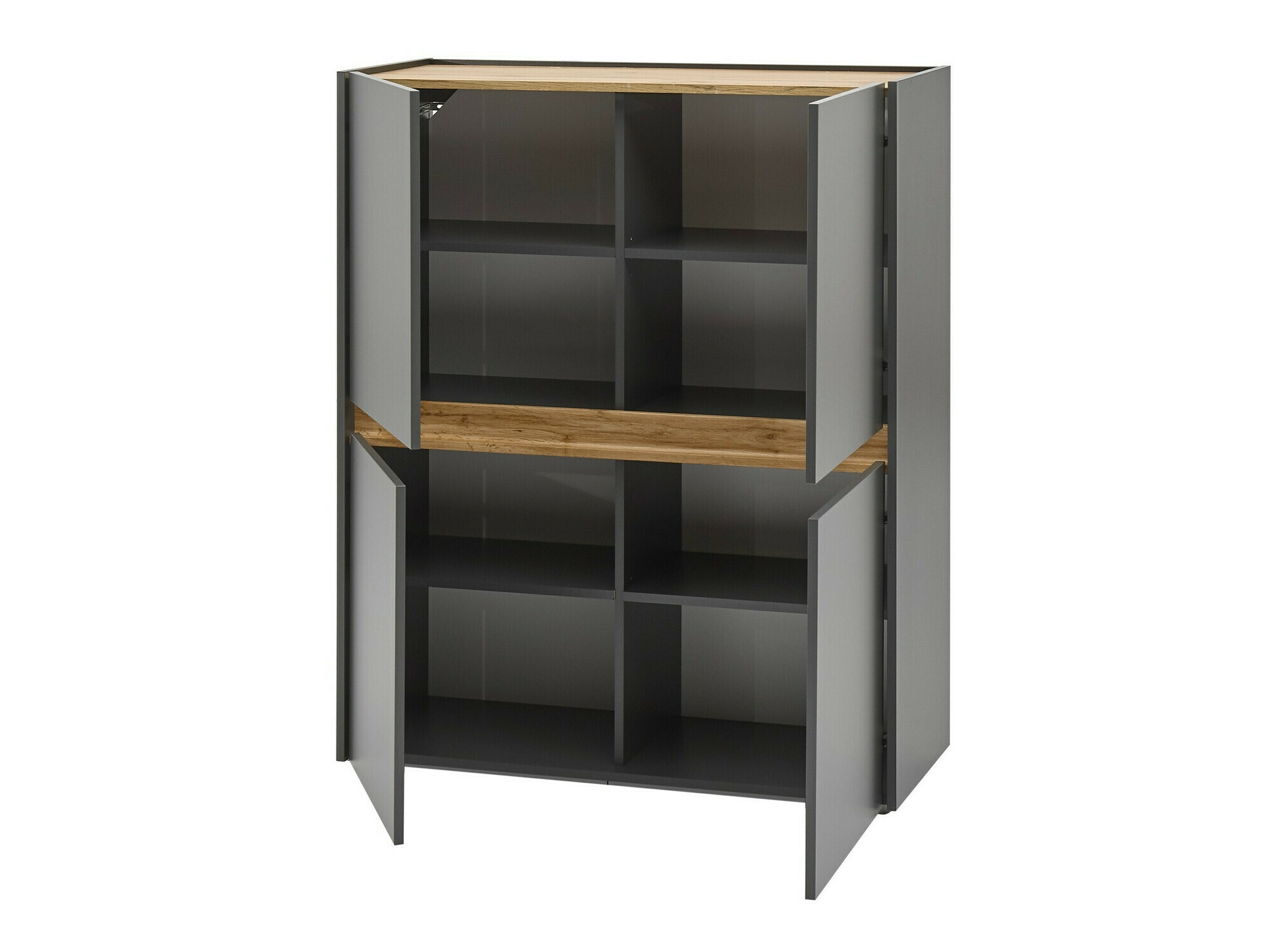 Parete attrezzata Elbsori 144 (Antracite + Quercia di Wotan)