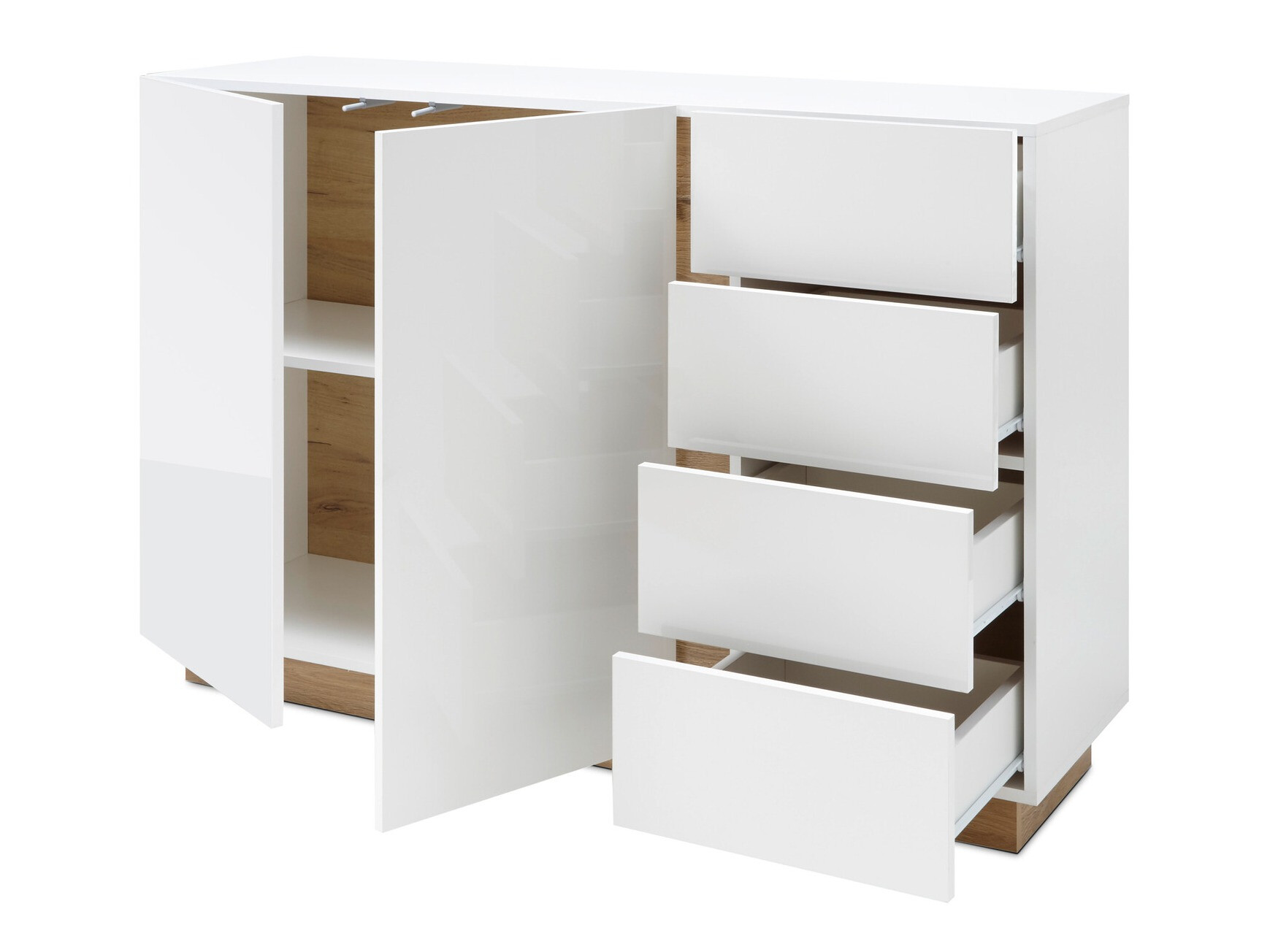 Cassettiera Veropho 107 (Bianco lucido + Nipote di quercia)