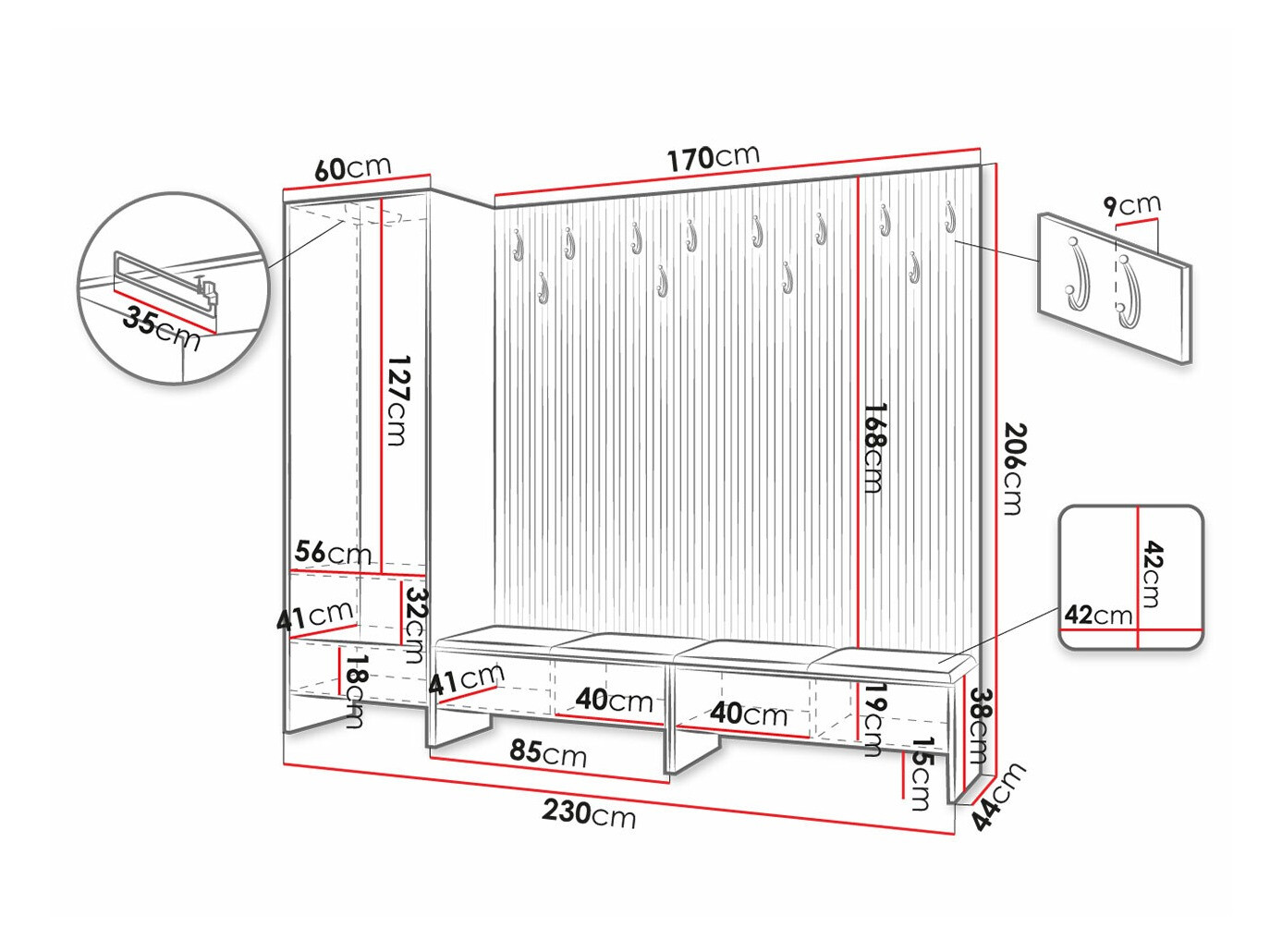 Set arredo da corridoio Donio VI (Rovere Artisan + Manila 02)