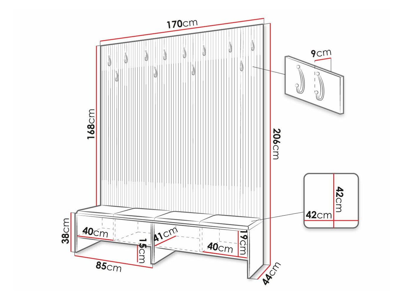 Set arredo da corridoio Donio V (Rovere Artisan + Manila 11)