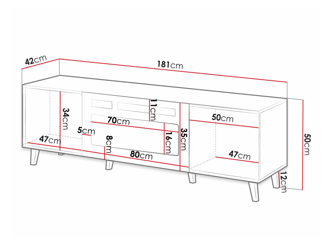 Mobile porta TV Levmari 106 (Bianco + Nero)