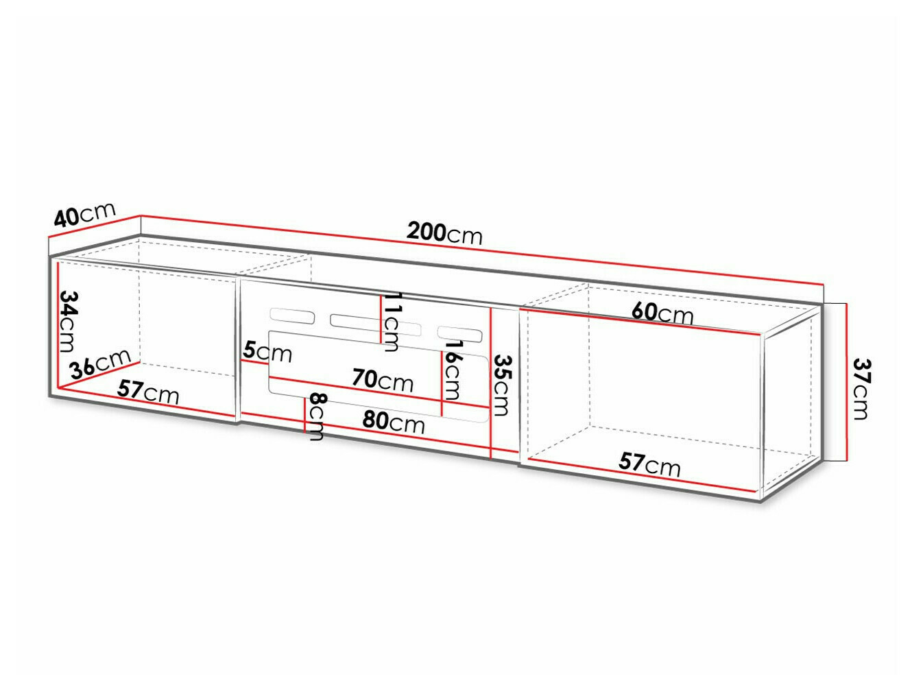 Mobile porta TV Imago I (Bianco + Bianco lucido)