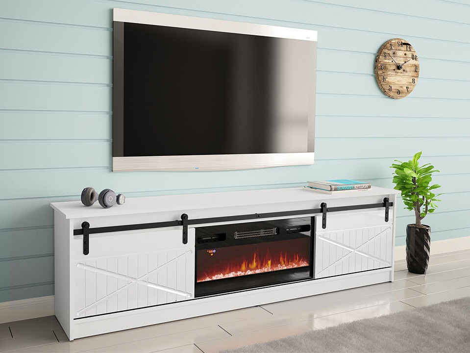 Mobile porta TV Charlotte 165 (Bianco + Bianco lucido)