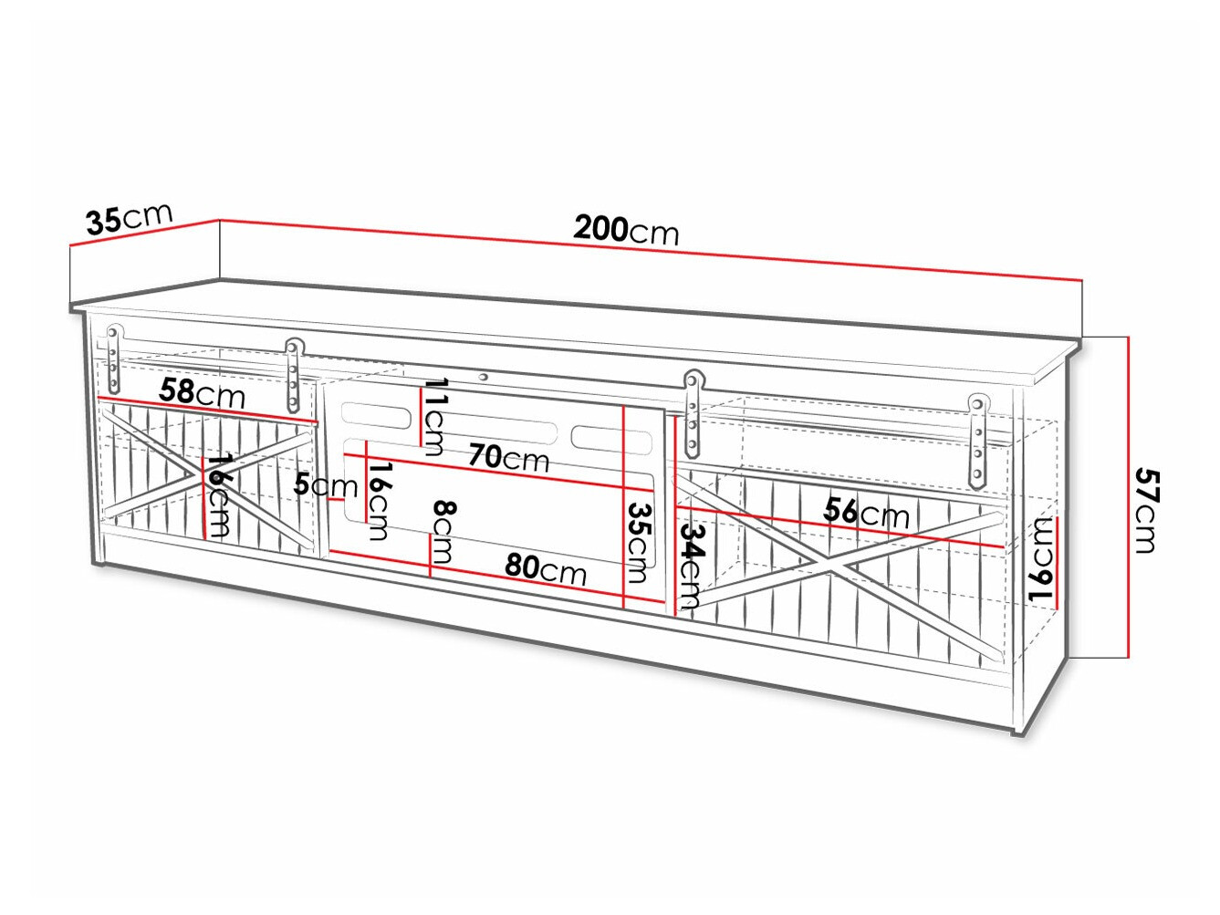 Mobile porta TV Charlotte 165 (Quercia di Wotan)