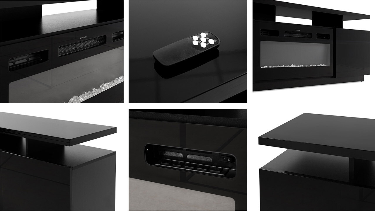 Mobile porta TV Figura I (Bianco + Bianco lucido)