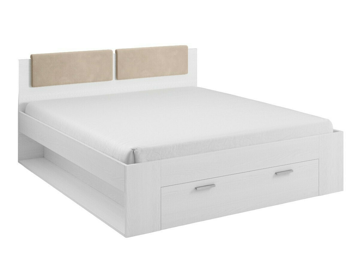 Letto Levruvu 106 (Frassino sbiancato + Beige)