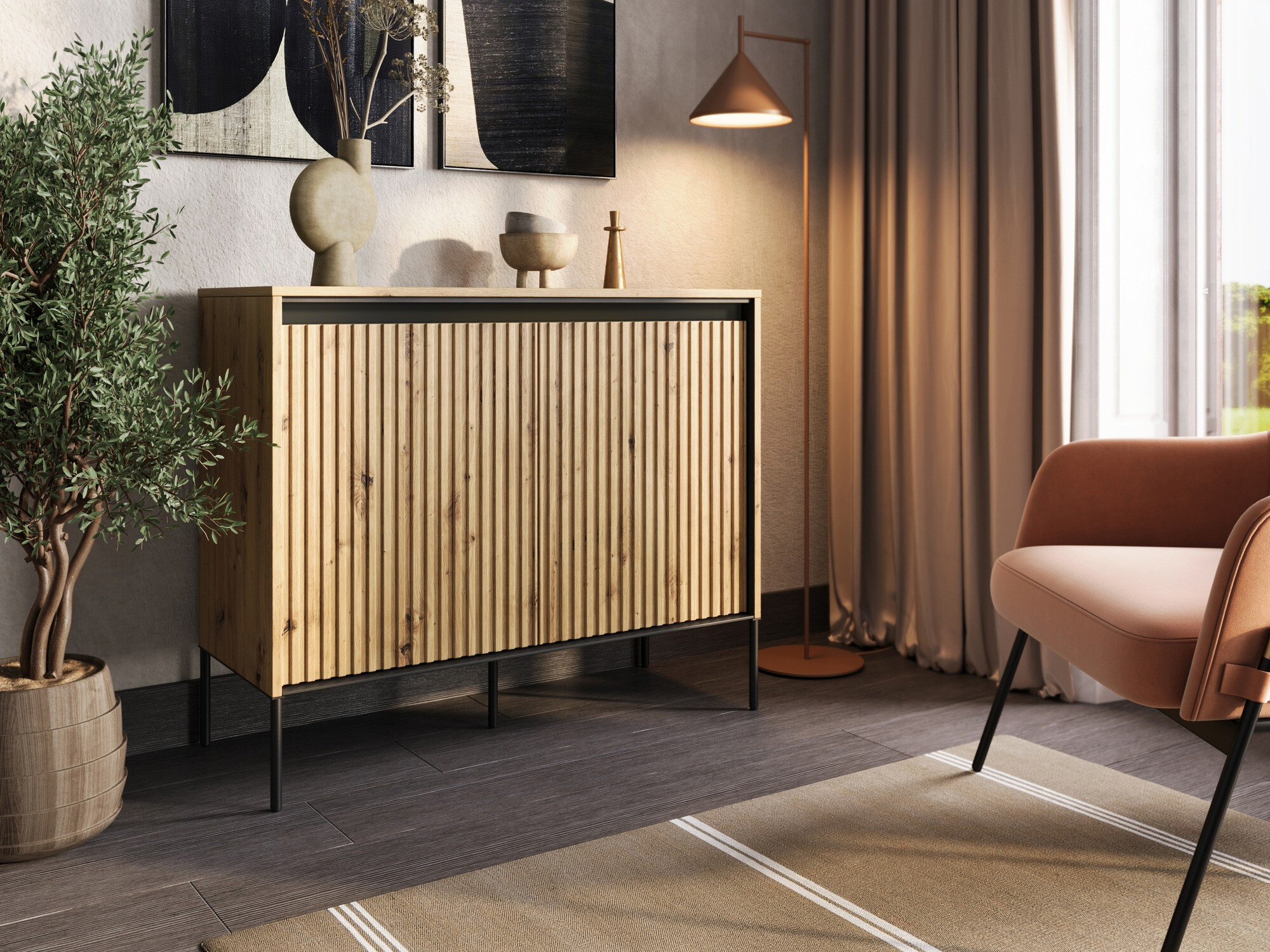 Madia Fernolu 101 (Rovere Artisan + Nero)