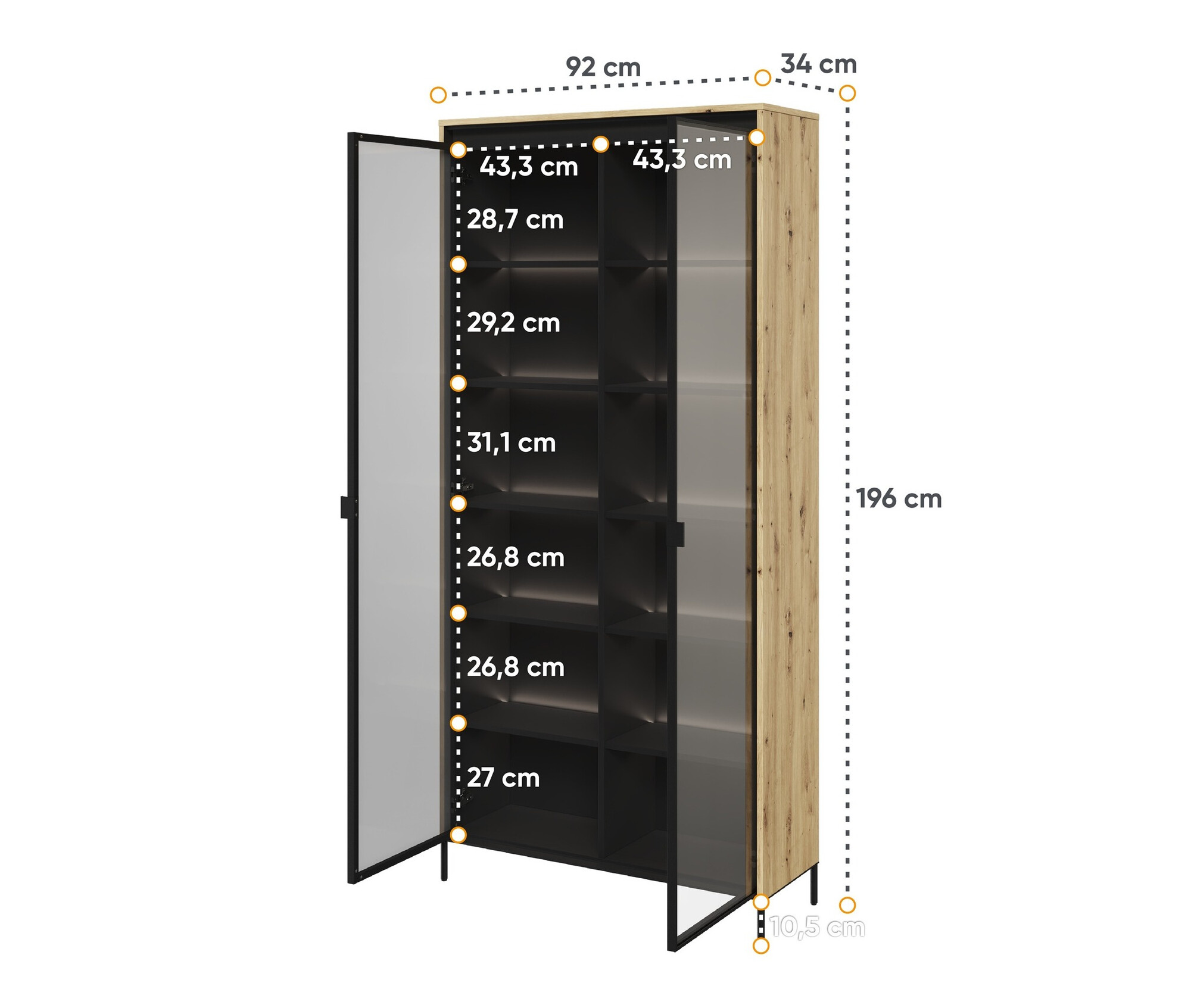 Scaffale Fernolu 106 (Rovere Artisan + Nero)