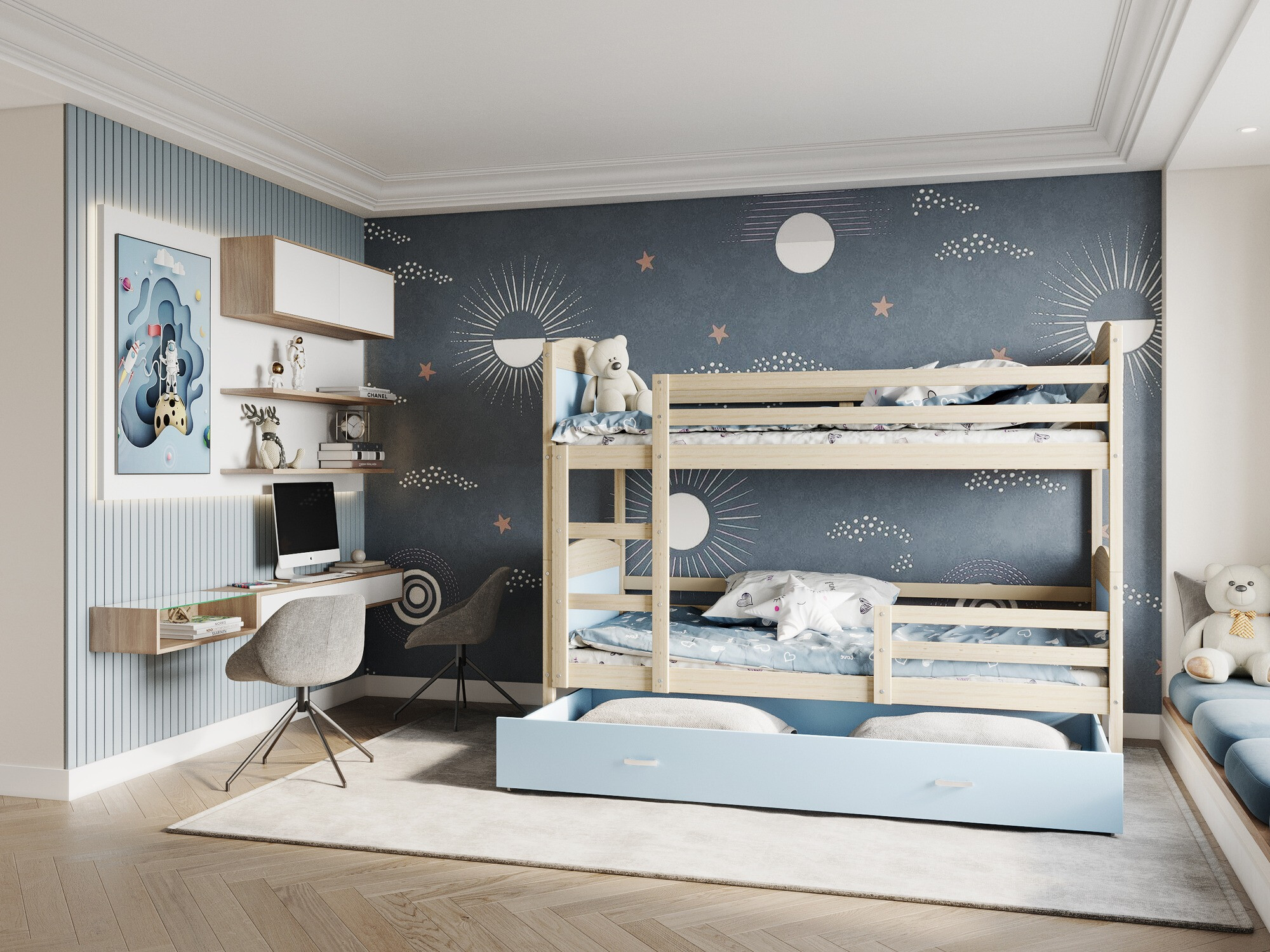 Letto a castello Aurora 101 (Blu)