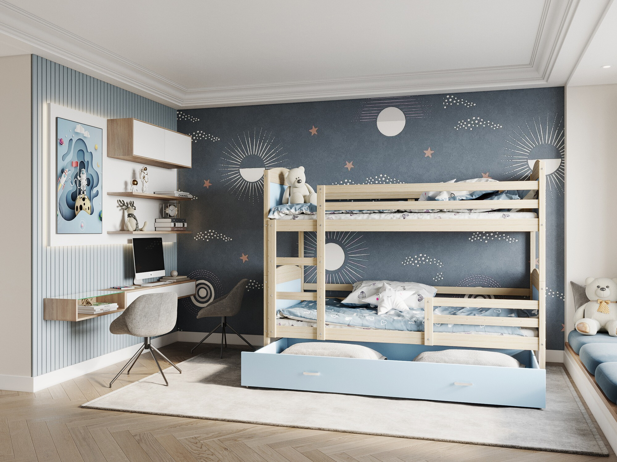 Letto a castello Aurora 102 (Blu)