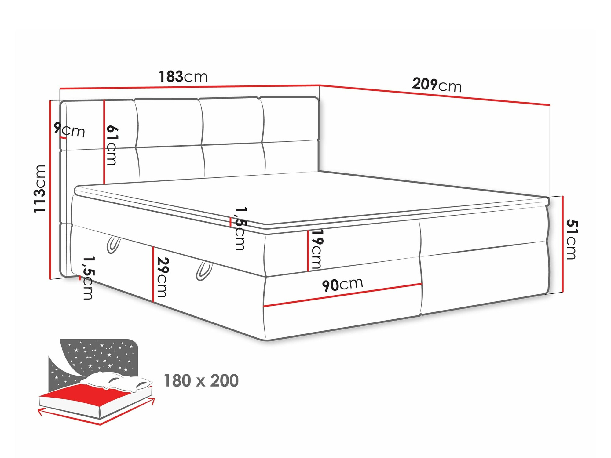 Letto continentale ComfiDream Nivina (Curio 02)