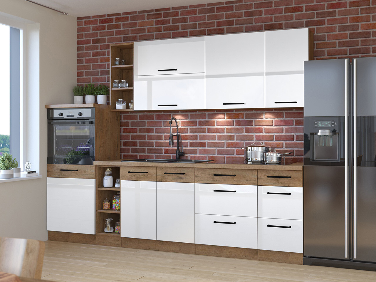 Set da cucina modulare Wood White 136