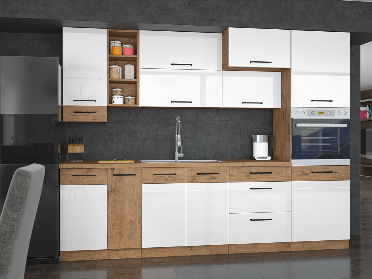 Set da cucina modulare Wood White 137