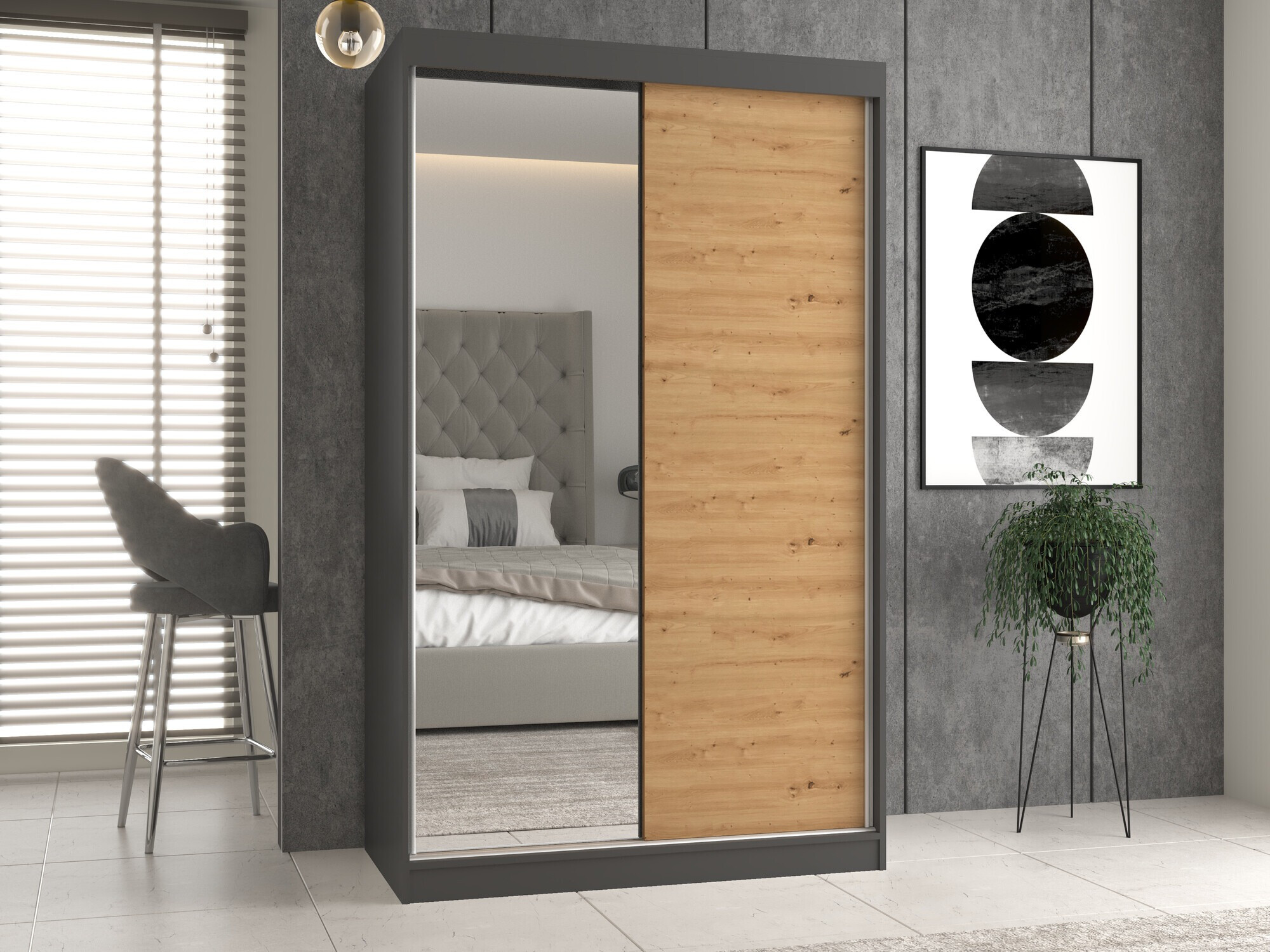 Armadio Mandeville 155 (Antracite + Rovere Artisan)