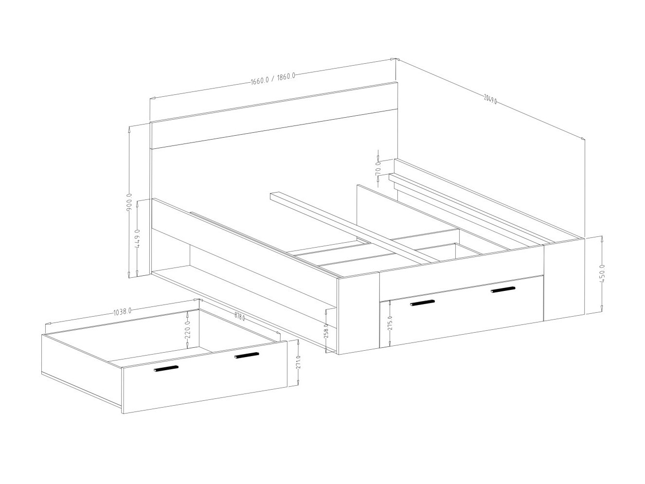 Letto Melvele 108 (Quercia del Monastery + Nero)