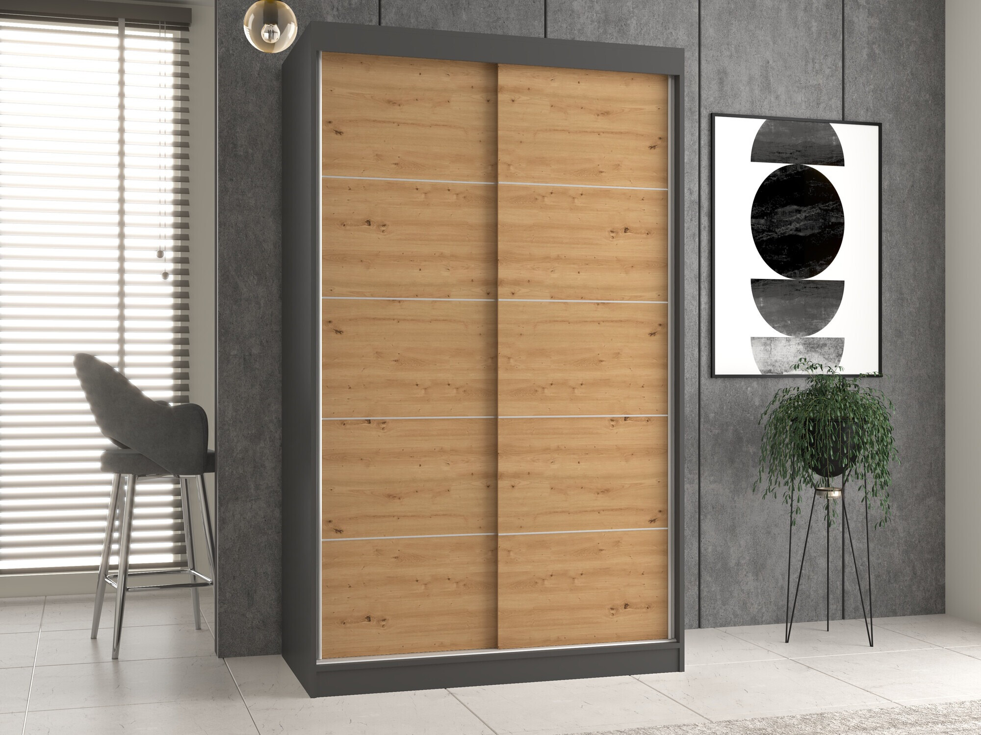 Armadio Mandeville 164 (Antracite + Rovere Artisan)