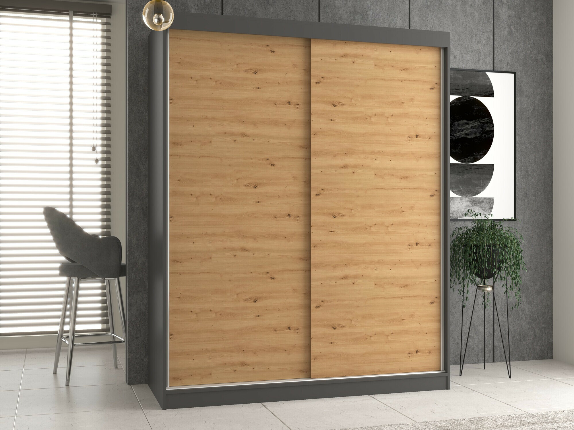 Armadio Mandeville 167 (Antracite + Rovere Artisan)