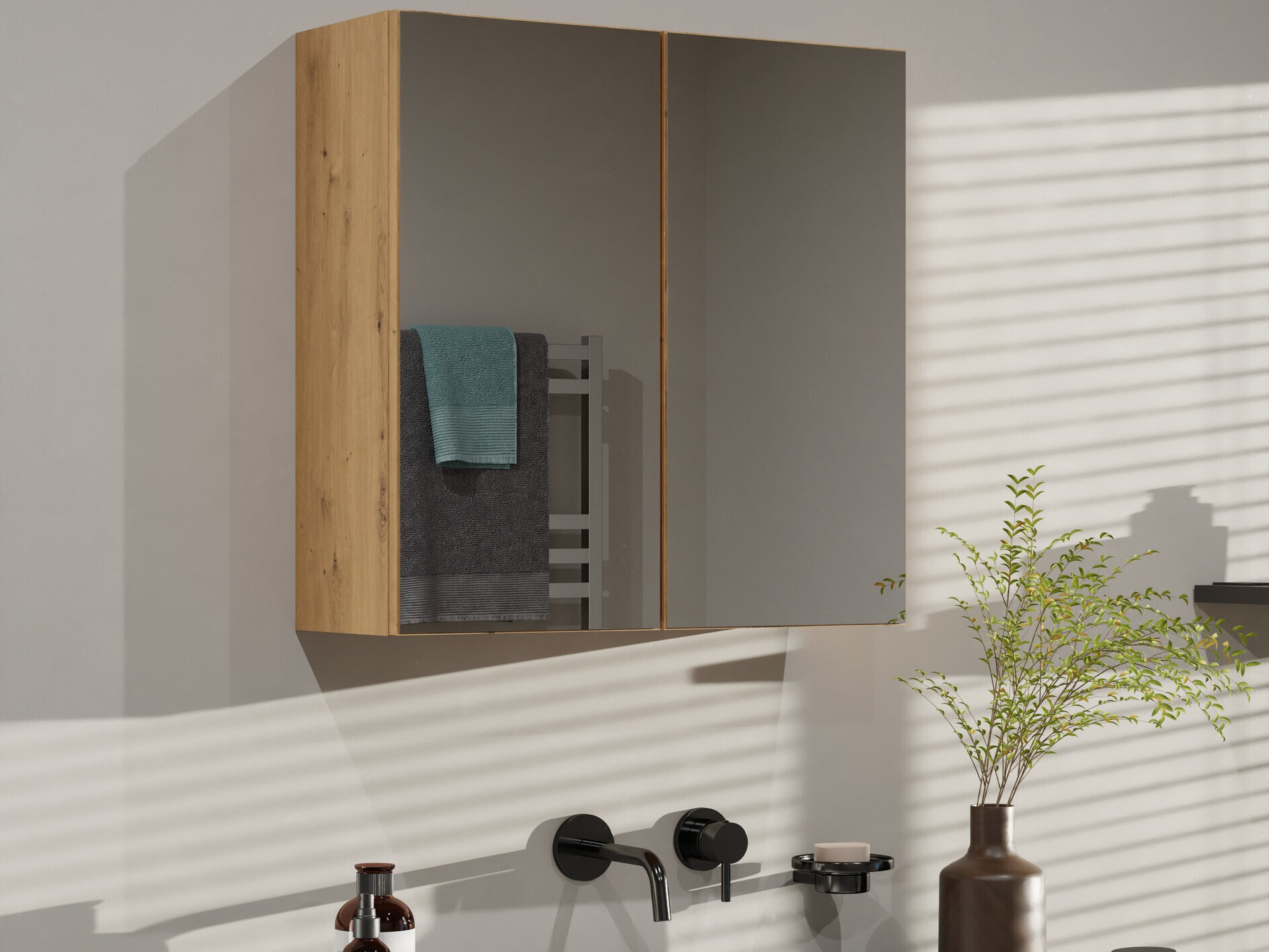 Armadietto a specchio da bagno Balelbo 101 (Rovere Artisan)