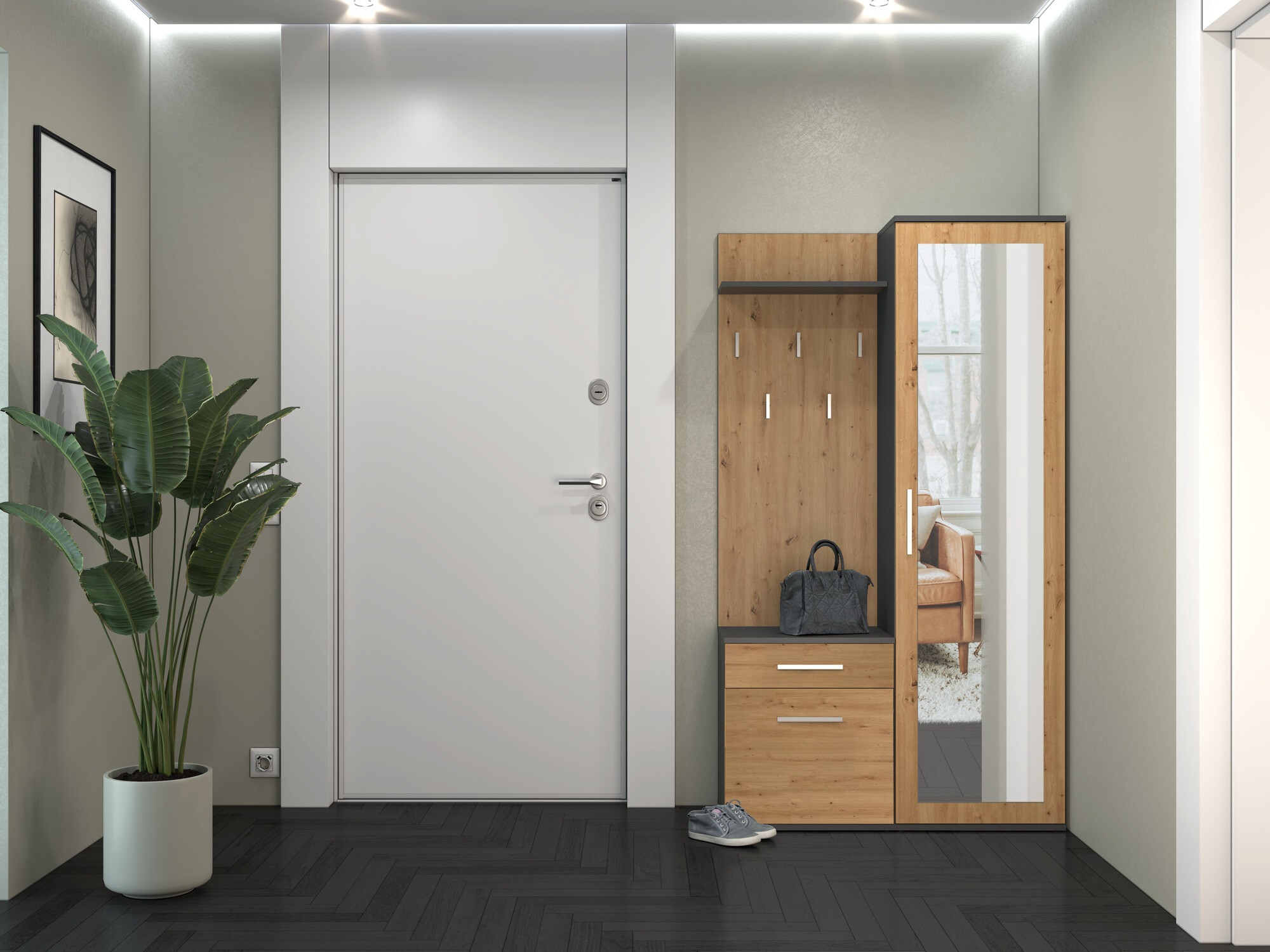 Armadio Mandeville 127 (Rovere Artisan + Antracite)