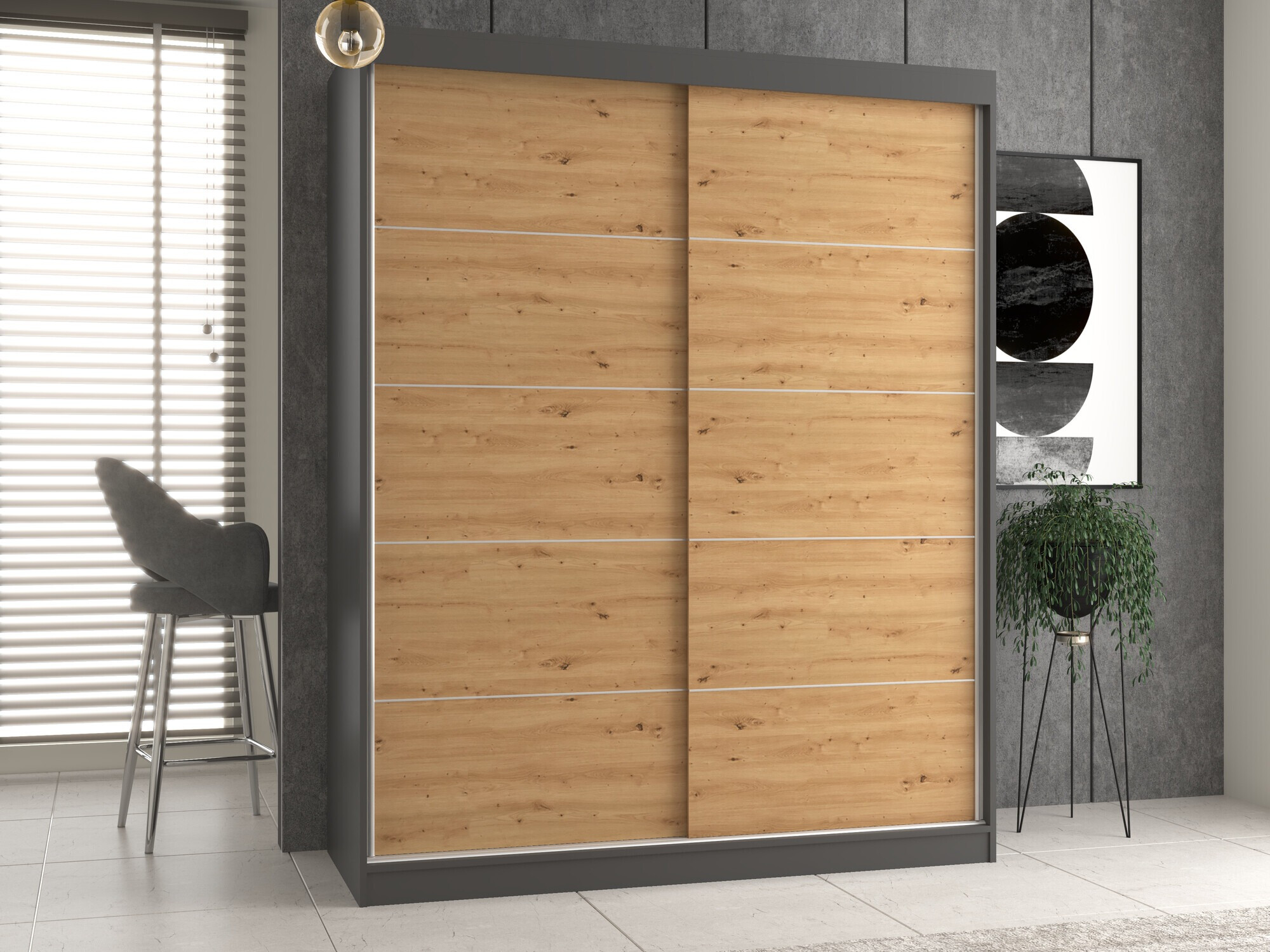 Armadio Mandeville 177 (Antracite + Rovere Artisan)