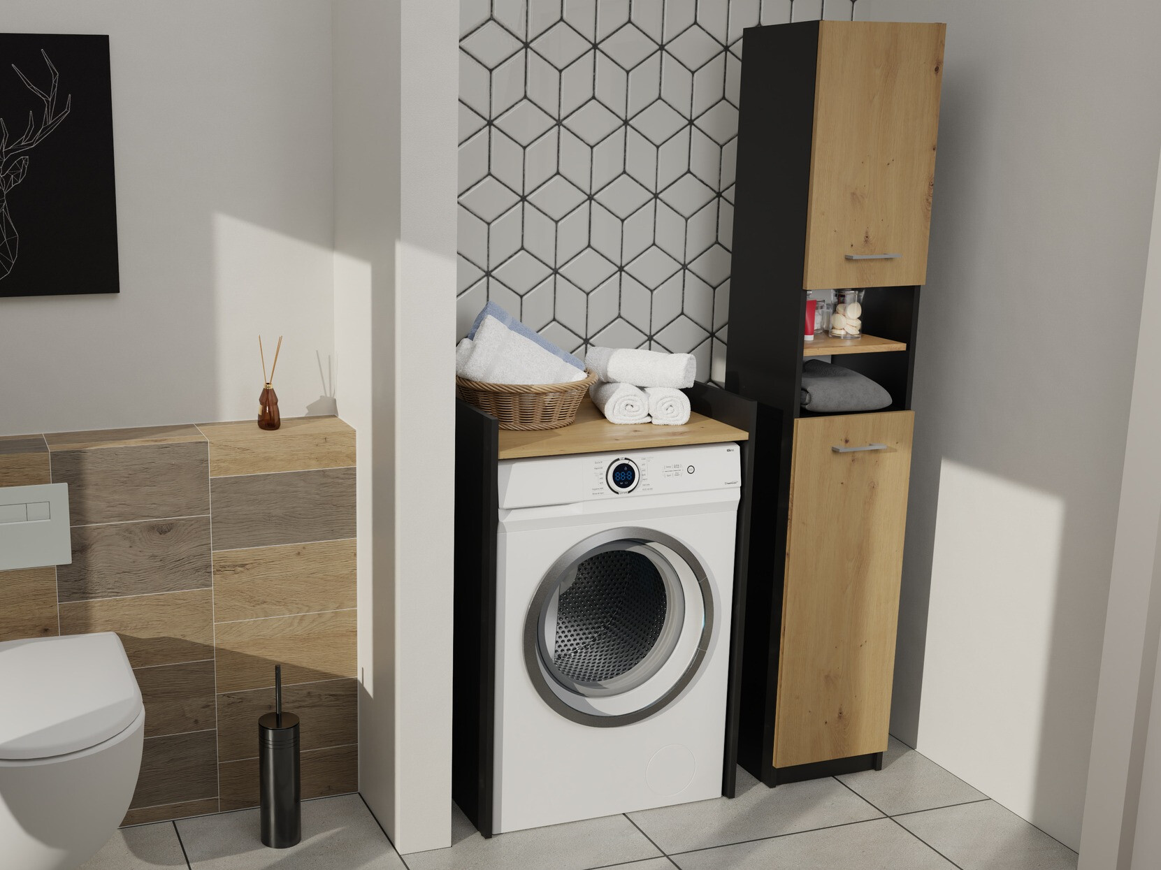 Mensola del bagno Balelbo 102 (Antracite + Rovere Artisan)