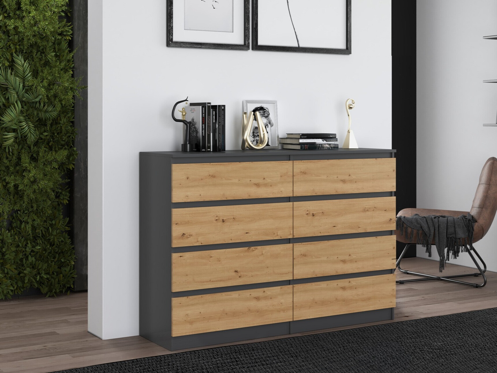 Cassettiera Elbvelu 100 (Antracite + Rovere Artisan)