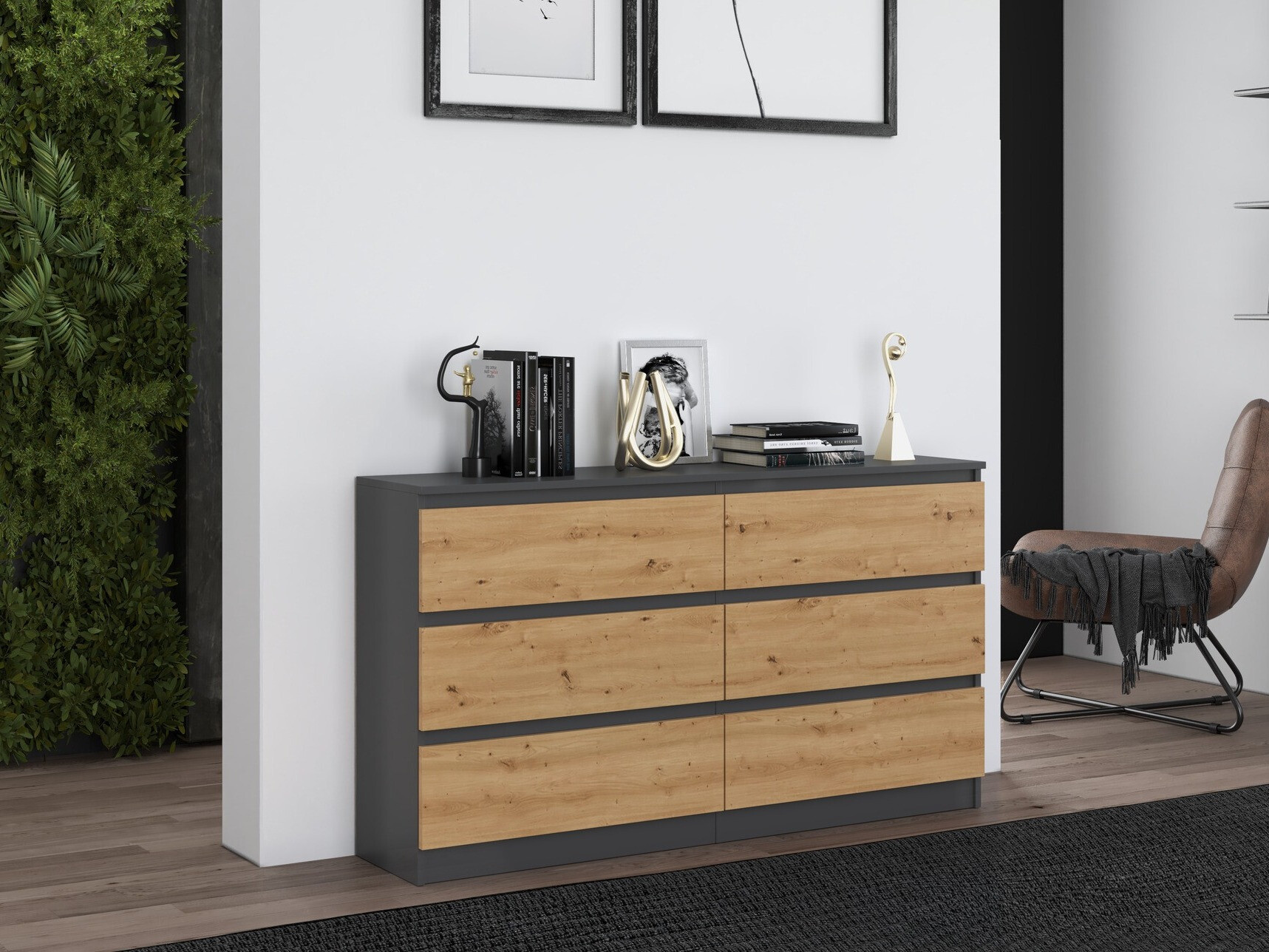 Cassettiera Elbvelu 102 (Antracite + Rovere Artisan)