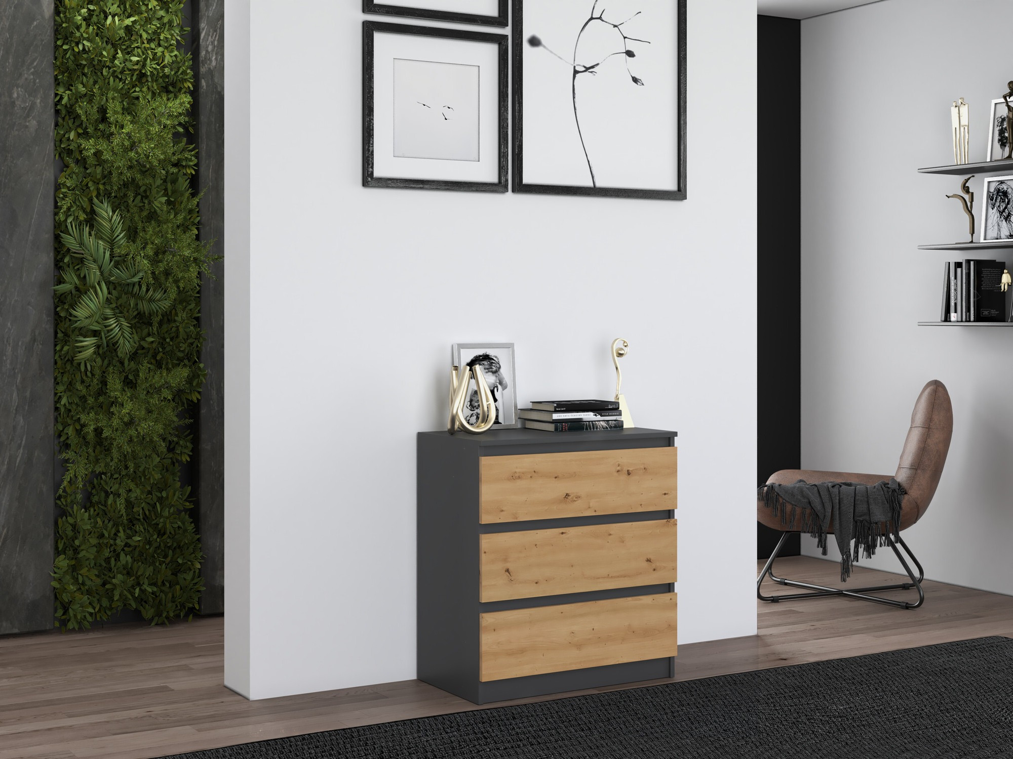 Cassettiera Elbvelu 106 (Antracite + Rovere Artisan)