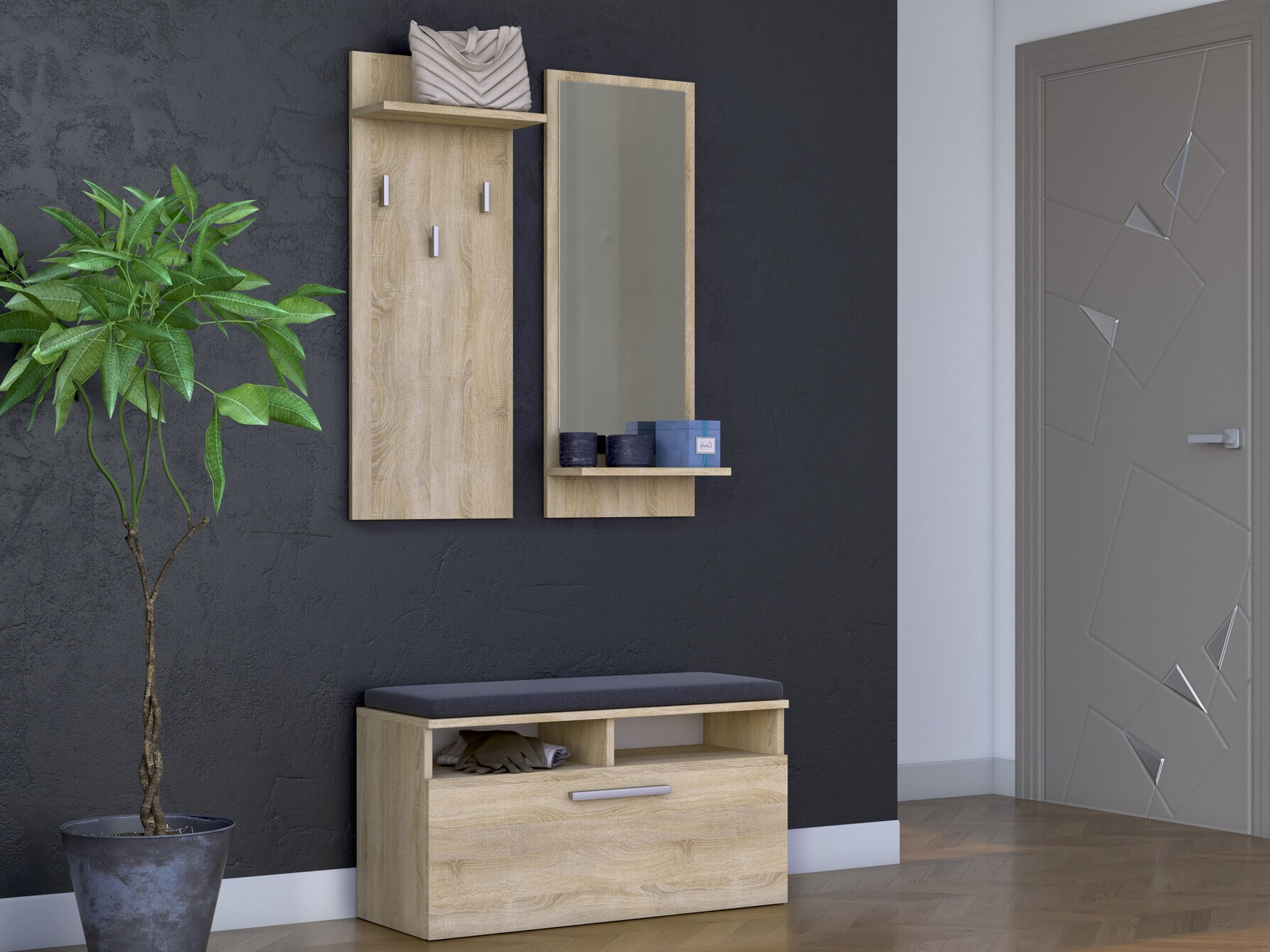 Set arredo da corridoio Mandeville 190 (Sonoma quercia)