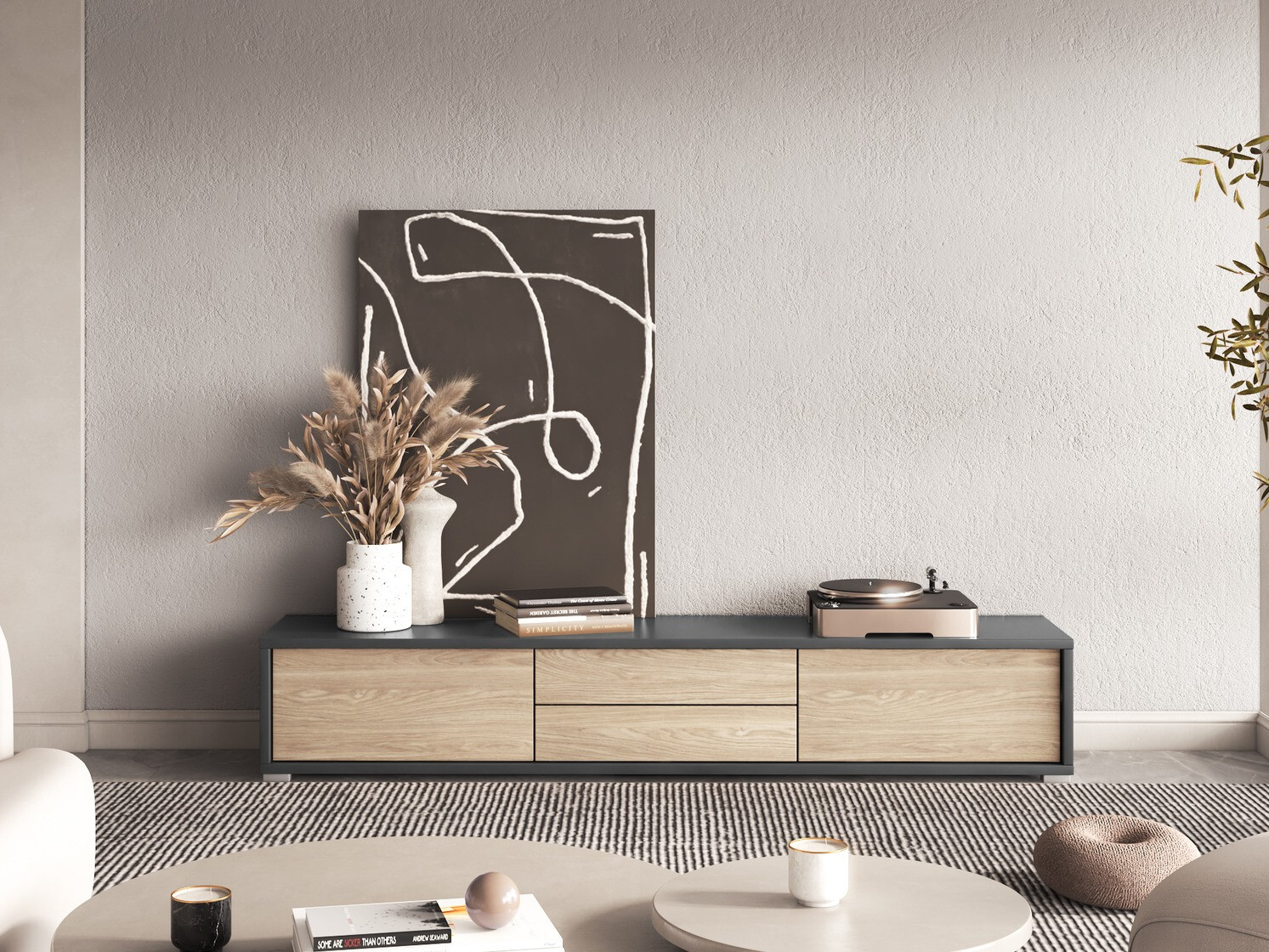 Mobile porta TV Austin 325 (Antracite + Quercia)