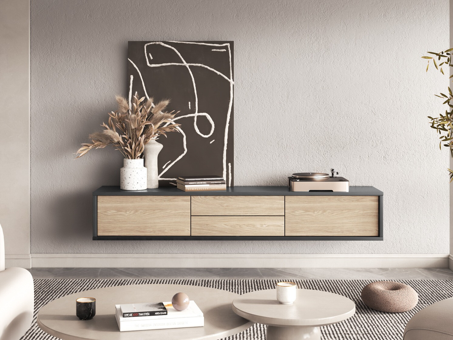 Mobile porta TV Austin 325 (Antracite + Quercia)