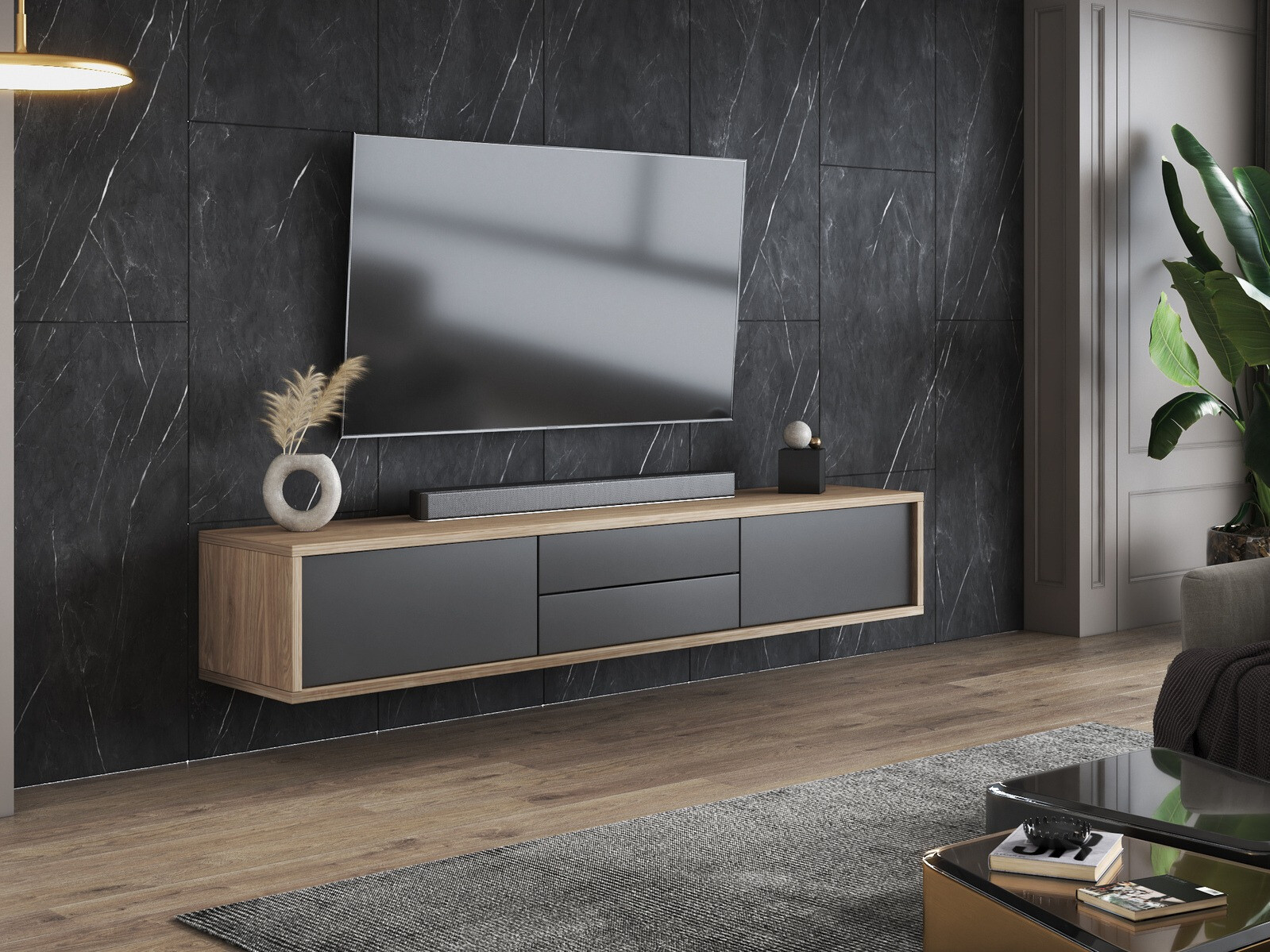 Mobile porta TV Austin 325 (Quercia + Antracite)