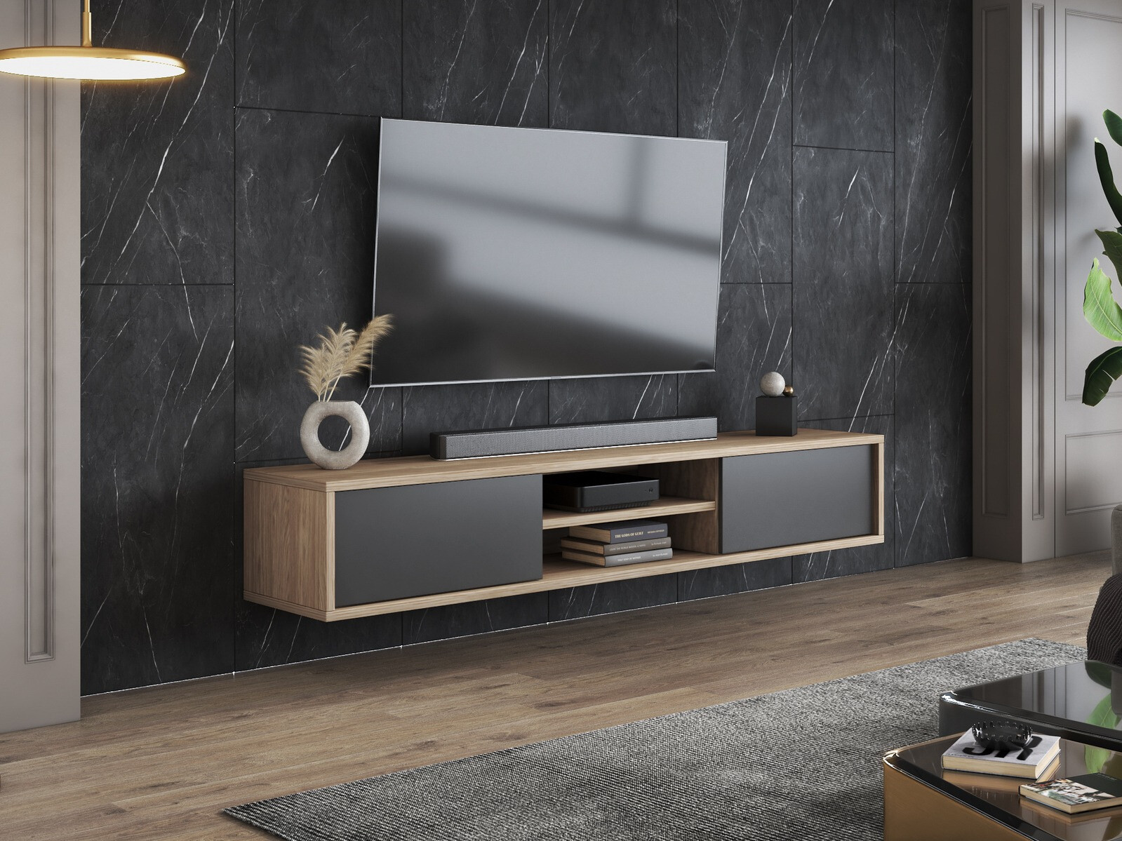 Mobile porta TV Austin 326 (Quercia + Antracite)