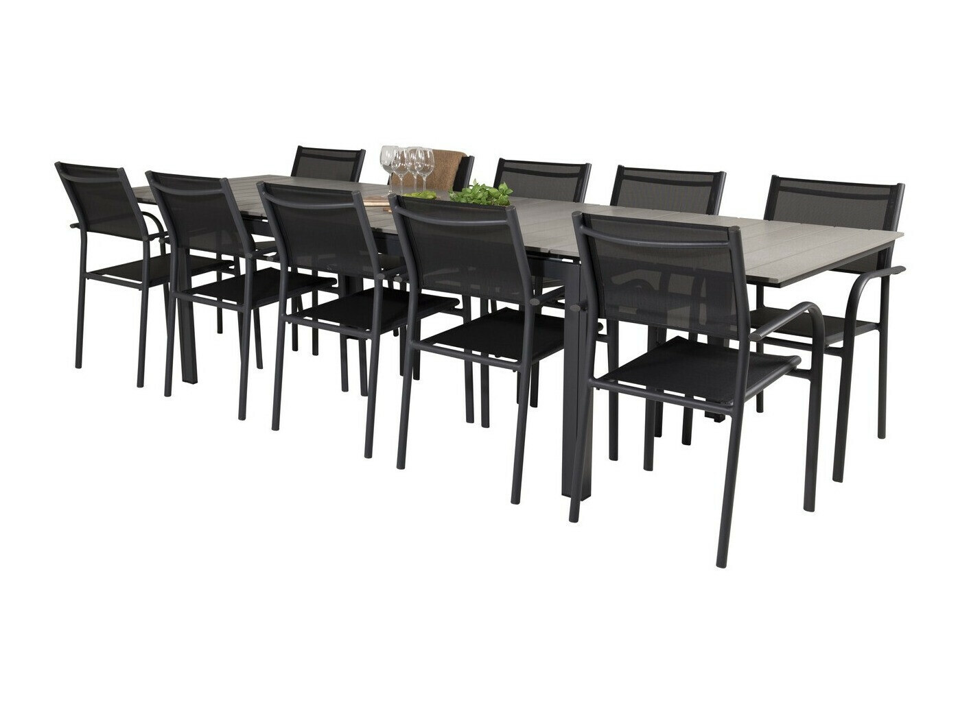 Tavolo e sedie set Dallas 3031 (Nero + Grigio)