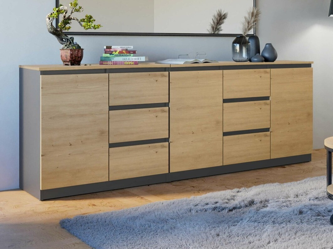 Cassettiera Elbvelu 109 (Antracite + Rovere Artisan)