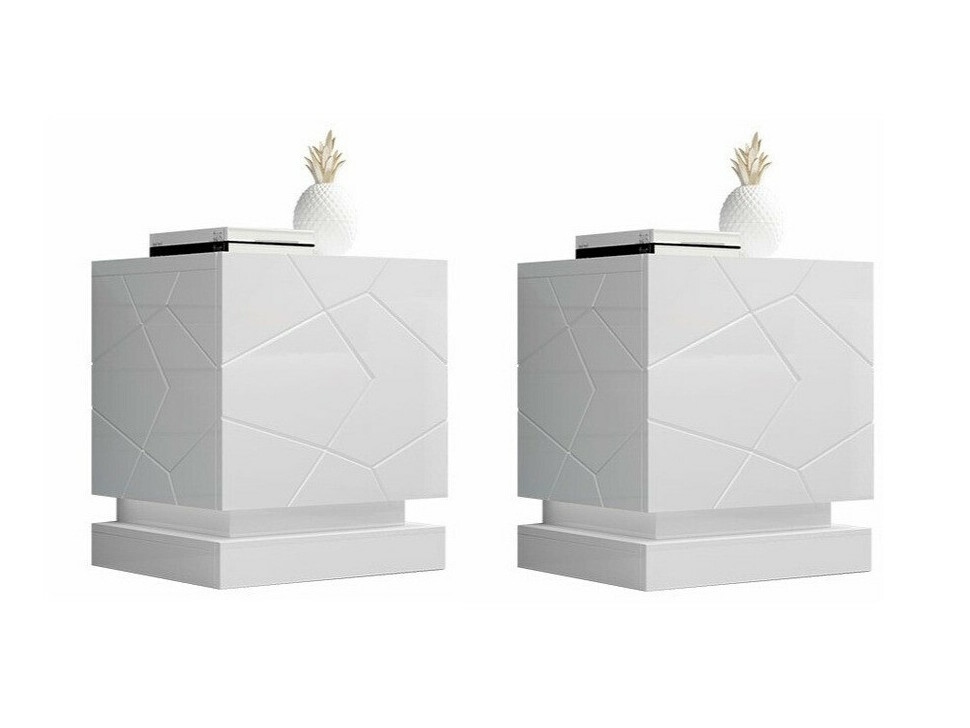 Set di comodini Linar (Bianco + Bianco lucido)
