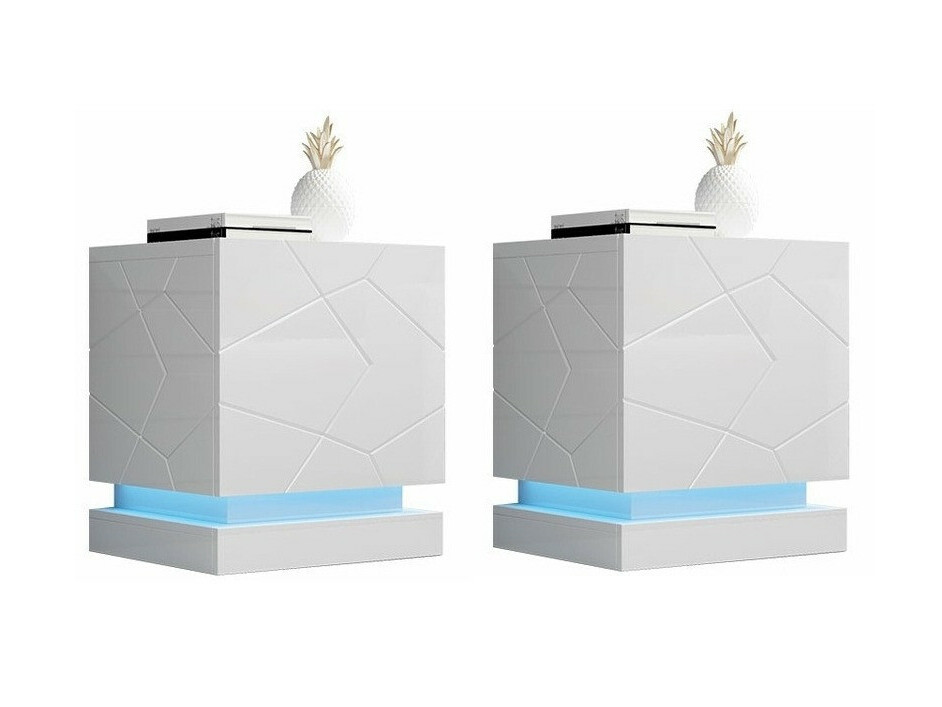 Set di comodini Linar (Bianco + Bianco lucido)