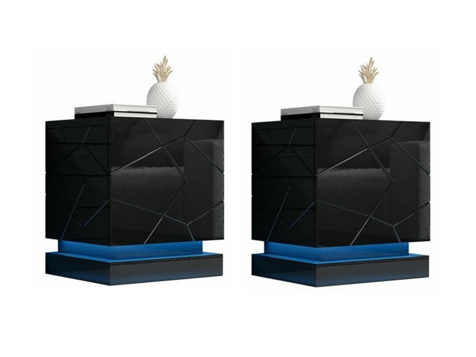 Set di comodini Linar (Nero + Nero lucido)