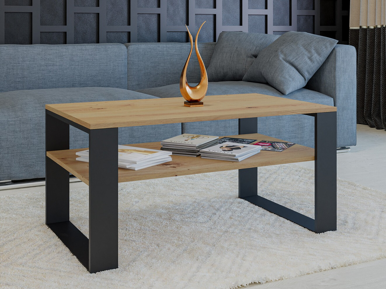 Tavolino da caffè Mandeville 208 (Rovere Artisan + Nero)