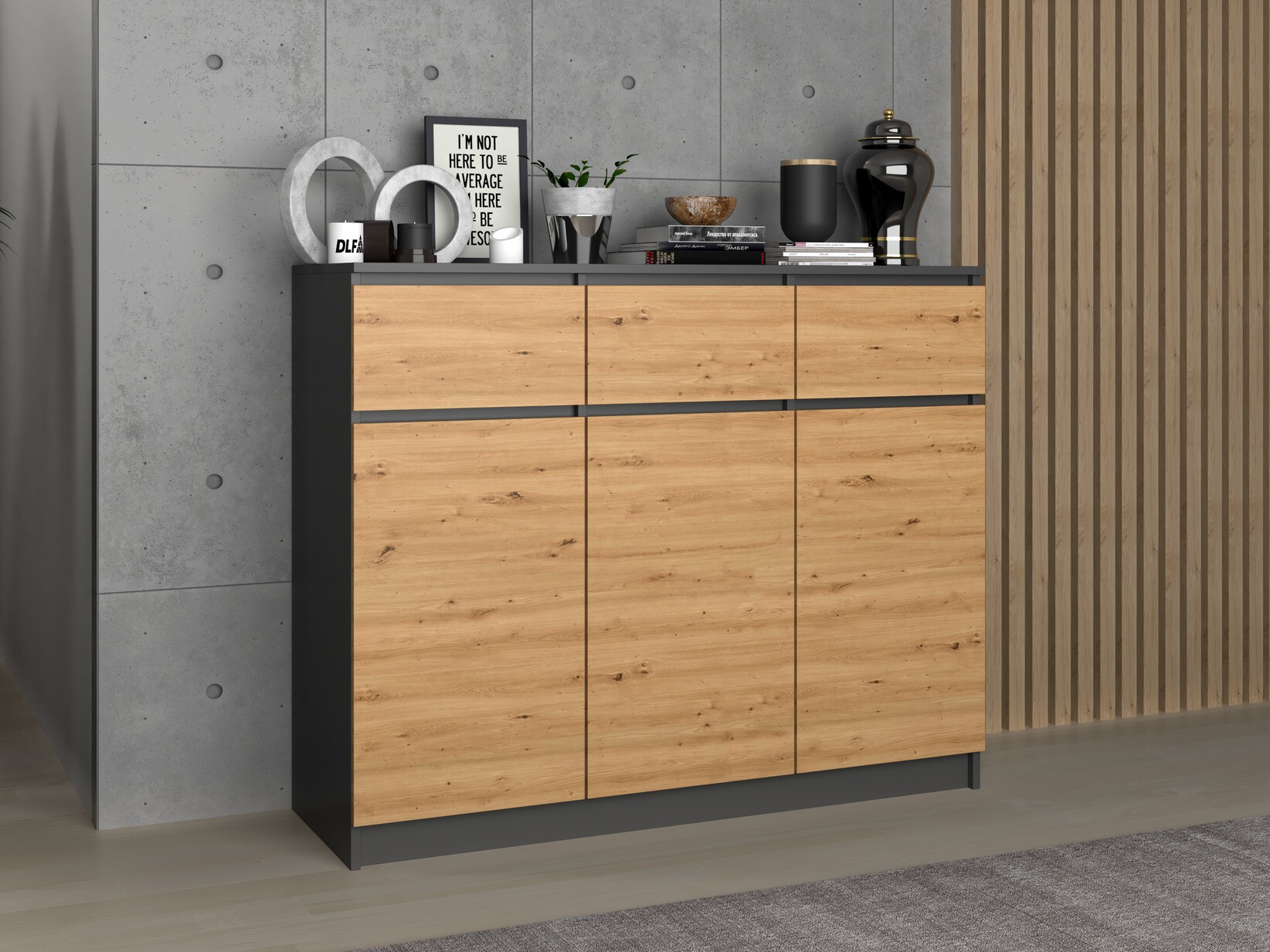 Cassettiera Elbvelu 115 (Antracite + Rovere Artisan)